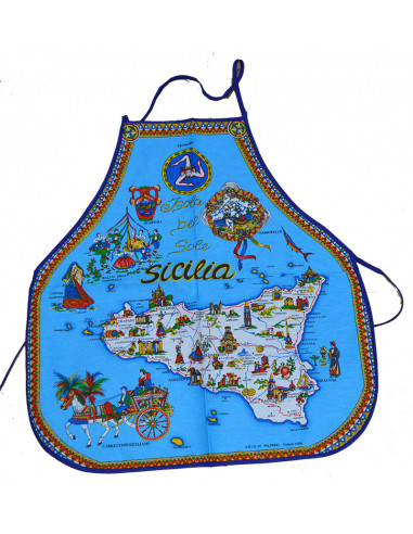 GREMBIULE COTONE AZZURRO SICiLIA