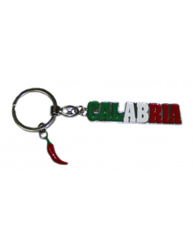Portachiavi metallo Scritta tricolore Calabria