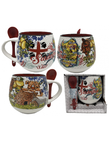 Tazza ceramica Bombata con Cucchiaino Sardegna