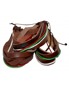 Bracciale cuoio con tricolore