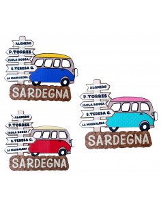 Magnete legno Pulmino frecce Sardegna