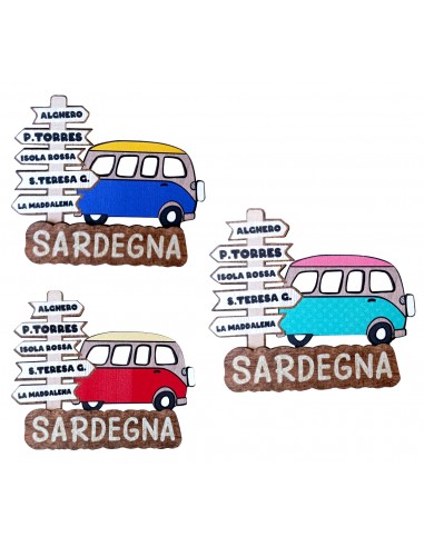 Magnete legno Pulmino frecce Sardegna