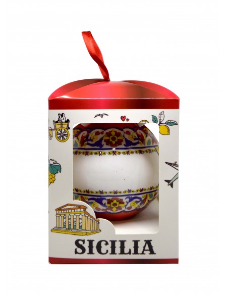 Palla di Natale plastica Maiolica rossa