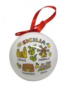 Palla di Natale plastica Sicilia simboli 2