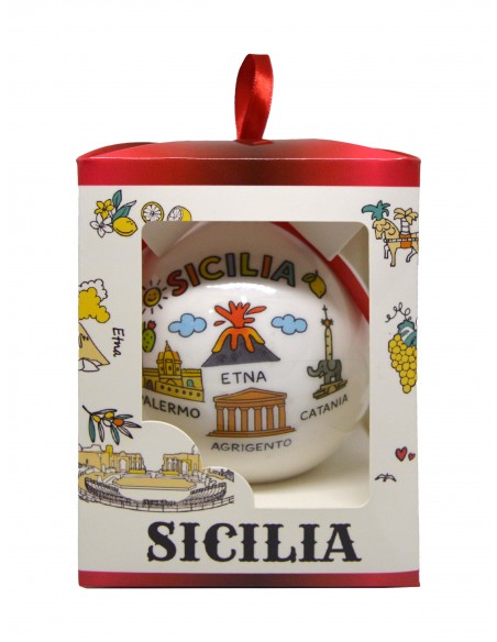 Palla di Natale plastica Sicilia simboli