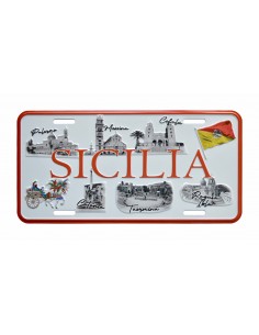 Targa metallo Sicilia B/N