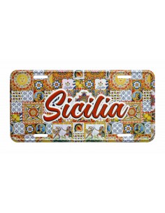 Targa metallo Sicilia maiolica