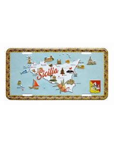 Targa metallo cartina Sicilia