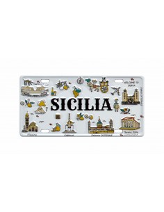 Magnete metallo targa simboli Sicilia