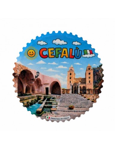 Magnete ceramica Francobollo Multiveduta Cefalù