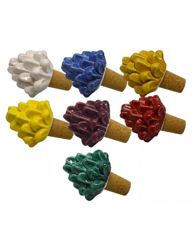 Tappo sughero con pigna in ceramica